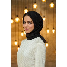 İpekhan Düz Desen Vual Eşarp Siyah Vual Ipek Eşarp -  10100-34