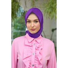 İpekhan Düz Desen Vual Eşarp Mor Vual Ipek Eşarp -  10100-01