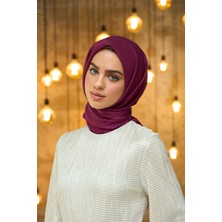 İpekhan Düz Desen Vual Eşarp Patlıcan Mor Vual Ipek Eşarp -  10100-36