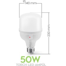 Suled 50W Torch Büyük Ampül 3 Adet Ultra Güçlü LED Işık Tasarruflu 4500LM 6500K Beyaz Işık Büyük Ampül E27