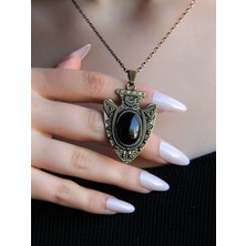 Esha Store Doğal Taş Oniks Doğal Taşlı Otantik Kadın Kolye 45 cm Zincirli EUY12O
