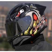 Ls2 Rapıd 2 Race Spox Gri-Kırmızı Kapalı Motosiklet Kaskı Gri Camlı