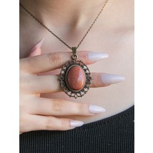 Esha Store Doğal Taş Yıldız Doğal Taşlı Otantik Kadın Kolye 45 cm Zincirli EUK13Y