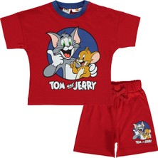 Tom And Jerry Erkek Bebek Şortlu  Takım 6-18 Ay Kırmızı