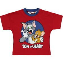 Tom And Jerry Erkek Bebek Şortlu  Takım 6-18 Ay Kırmızı