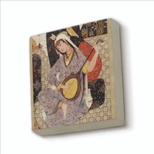 Baksepete Müzisyen Kadın Minyatür Baskılı Doğaltaş MAGNETKRT-124BUZDOLABI Süsü