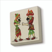 Sadrazam Hacivat ile Karagöz Baskılı Doğaltaş MAGNETKRT-114BUZDOLABI Süsü