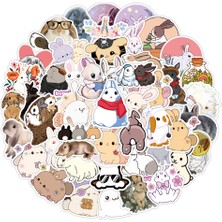 Pengfu Shop D-50 Adet Tarzı Adet Kawaii Tavşan Dıy Dekor Çıkartmalar Sopa Etiket Dizüstü Telefon Dizüstü Kaykay Çocuklar Hediye Bunny Sticker Çıkartması Klasik Oyuncak (Yurt Dışından)