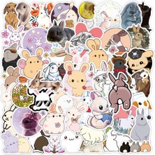 Pengfu Shop D-50 Adet Tarzı Adet Kawaii Tavşan Dıy Dekor Çıkartmalar Sopa Etiket Dizüstü Telefon Dizüstü Kaykay Çocuklar Hediye Bunny Sticker Çıkartması Klasik Oyuncak (Yurt Dışından)