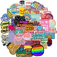 Pengfu Shop 50 Adet Bir Stil Adet Motivasyonel Alıntılar Çıkartmalar Dizüstü Bavul Grafiti Kaykay Telefon Ilham Verici Ifadeler Sticker Ingilizce Çıkartması (Yurt Dışından)