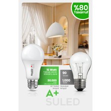 Suled Tasarruflu LED Ampül 5'li Set 15W 1150LM Smd LED Beyaz Işık 6500K E27 Standart Lamba