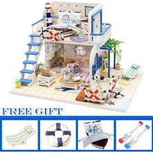 Pengfu Shop M032 Stili Cutebee Dıy Dollhouse Kiti Ahşap Bebek Evleri Minyatür Dollhouse Mobilya Kiti Çocuklar Için LED Oyuncaklar ile Noel Hediyesi TD16 (Yurt Dışından)