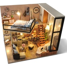 Pengfu Shop M032 Stili Cutebee Dıy Dollhouse Kiti Ahşap Bebek Evleri Minyatür Dollhouse Mobilya Kiti Çocuklar Için LED Oyuncaklar ile Noel Hediyesi TD16 (Yurt Dışından)