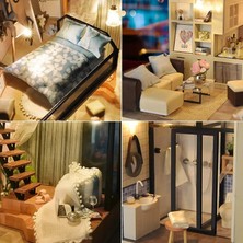 Pengfu Shop M032 Stili Cutebee Dıy Dollhouse Kiti Ahşap Bebek Evleri Minyatür Dollhouse Mobilya Kiti Çocuklar Için LED Oyuncaklar ile Noel Hediyesi TD16 (Yurt Dışından)