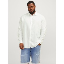 Jack & Jones Beyaz Uzun Kollu Erkek Gömlek Klasik Stil Büyük Beden Slim Fit