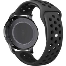 Megafox Teknoloji Amazfit Gtr/Gtr 2/Gtr 2e 47 mm (22 Mm) Uyumlu Kordon Silikon Nike Delikli Spor Kayış, Siyah