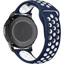 Megafox Teknoloji Amazfit Gtr/Gtr 2/Gtr 2e 47 mm (22 Mm) Uyumlu Kordon Silikon Nike Delikli Spor Kayış, Mavi-Beyaz