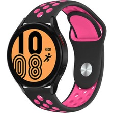 Megafox Teknoloji Amazfit Gtr/Gtr 2/Gtr 2e 47 mm (22 Mm) Uyumlu Kordon Silikon Nike Delikli Spor Kayış, Siyah-Rose G