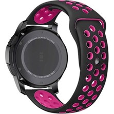 Megafox Teknoloji Amazfit Gtr/Gtr 2/Gtr 2e 47 mm (22 Mm) Uyumlu Kordon Silikon Nike Delikli Spor Kayış, Siyah-Rose G