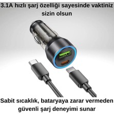 Coofbe Super Şarj Usb+Type-C Giriş PD43W Araç Çakmaklık Şarjı Type-C Şarj Kablosu Araç Şarj Cihazı