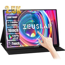 Zeuslap P16KT 16'' 2560X1600 144Hz 2k Ads-Ips Panel Type-C 100% Srgb 500CD/M² Dokunmatik, Taşınabilir Monitör (ZL-P16KT)