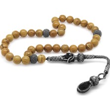 Gümüş Hediye Al 1000 Ayar Kazaz Püsküllü Küre Kesim Kahverengi Jasper Doğaltaş Tesbih