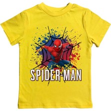 Sedirli Baskılı Örümcek Adam Pamuklu Penye Kumaş Yazlık Çocuk Tişört