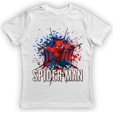 Sedirli Baskılı Örümcek Adam Pamuklu Penye Kumaş Yazlık Çocuk Tişört