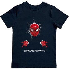 Sedirli Baskılı Örümcek Adam Pamuklu Penye Kumaş Yazlık Çocuk Tişört