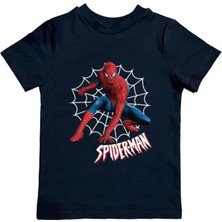 Sedirli Baskılı Örümcek Adam Pamuklu Penye Kumaş Yazlık Çocuk Tişört