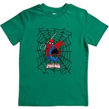 Sedirli Baskılı Örümcek Adam Pamuklu Penye Kumaş Yazlık Çocuk Tişört