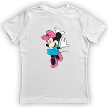 Sedirli Unisex Minnie Mouse Baskılı Pamuklu Penye Kumaş Yazlık Çocuk Tişört