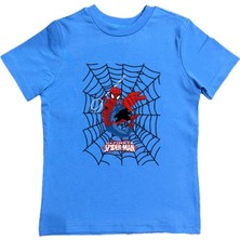 Sedirli Baskılı Örümcek Adam Pamuklu Penye Kumaş Yazlık Çocuk Tişört