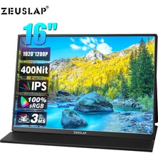 Zeuslap P16 16'' 1920X1200 60Hz Full Hd Ads-Ips Panel Type-C, Ince Taşınabilir Monitör (ZL-P16)