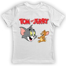 Sedirli Tom & Jerry Baskılı Pamuklu Penye Kumaş Yazlık Çocuk Tişört