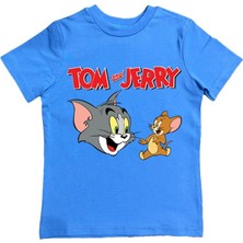 Sedirli Tom & Jerry Baskılı Pamuklu Penye Kumaş Yazlık Çocuk Tişört