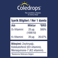Coledrops Plus Vitamin D3 K2 Damla 20 ml
