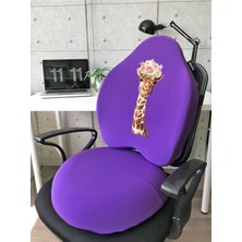 Officekup Visco Gamer Oyuncu Bel Yastığı ve Yuvarlak Oturma Minderi 2'li Set Mor Zürafa