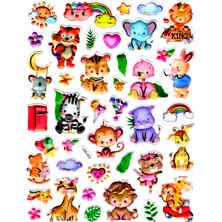 Limmy Sticker Kabartmalı Stiker Defter Planlayıcı Etiket (LDD003)-24X19CM - Orman Hayvanları