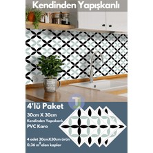 Technojet Kendinden Yapışkanlı Karo Pvc Mutfak Banyo Tezgah Kaplama Sticker 4 Adet 30 cm × 30 cm