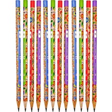 Faber-Castell Renkli Flowers Çiçek Desenli Yuvarlak 2b Kurşun Kalem - 12 Adet