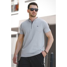 Oksit Roderick Hakim Yaka Petek Kumaş Yarım Fermuarlı Erkek Tshirt