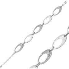 Mevafa 925 Ayar Gümüş Taşlı Oval Bileklik