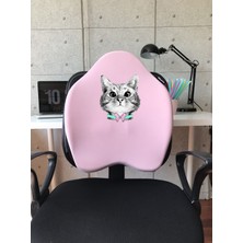 Officekup X-Large Visco Bel Destek Gamer Oyuncu Koltuk Yastığı Pembe Kedi