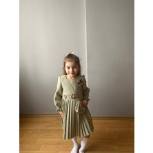 Taha Kids Triko Çanta Aksesuarlı  Çocuk Abiye Yeşil