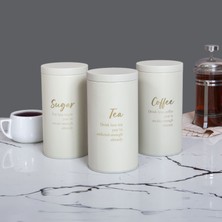 Sarkap Metal Vakumlu Kapaklı 3'lü Saklama Kabı - Soft Touch Less Seri Krem - Büyük Boy