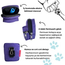 Havhav Köpek Gezdirme Seti Mor Renkli Köpek Çantası 4 Rulo Kaka Poşeti ve Köpek Tasma Ucu LED Işık