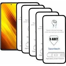 Bzontech Poco X3 Nfc ile Uyumlu Ekran Koruyucu Tam Kaplayan 5li Set