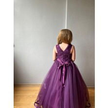 Taha Kids Prenses Model Kız Çocuk Abiye Mor
