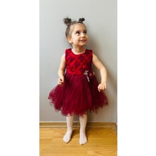 Taha Kids  Minik Prenses Model Kız Çocuk Abiye Kırmızı